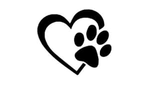Cornice a Forma Di Cuore Con Impronte Di Cane Isolate Su Sfondo Bianco