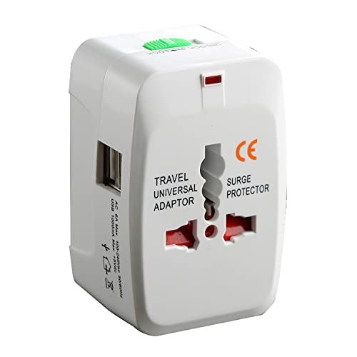 2 USB Universal Travel Adapter with Built in Dual USB Charger Ports Plug International Travel Adapter All in One Portable Travel Adapter