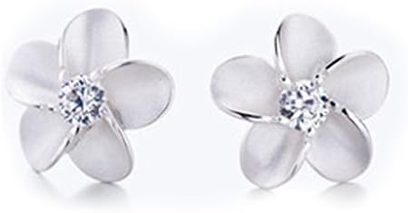 High Quality Silver &amp; Crystal flower design butterfly back stud earrings