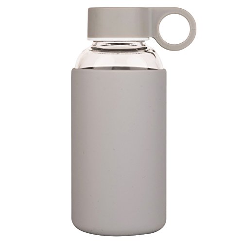 Justfwater Deporte Botella de Agua de Cristal con Funda de Silicona 350ml