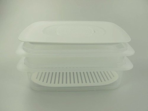 TUPPERWARE Cool`N Fresh 1,5 L + 700 ml + Klimadeckel + Frischegitter weiß 11716 - 3