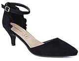  MaxMuxun Damen Sandalen Kitten Absatz Pointed Toe Pumps Schwarz Größe 38EU