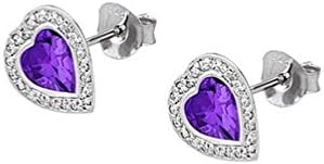 Lotus Silver Together earrings LP1704-4/2 heart shape amethyst zirconia