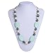 DOMIRE Silicone Teething Necklace for Mom Wear Food Grade Silicone BPA Free and FDA Approved Chewiness Levels Baby Teething Toy (Mint-Ivory-Grey)