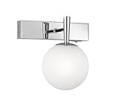 Bad Wandleuchte Hugo ein-flammig in Chrom mit Glas in opal matt weiß