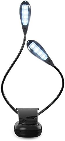 XIAOBUDIAN 8 LED USB Double Pole LED Desk Lamp Mini Eye-care Table Lamp Dual Flexible Double Gooseneck Clip-on Arm Study Music Desk Light