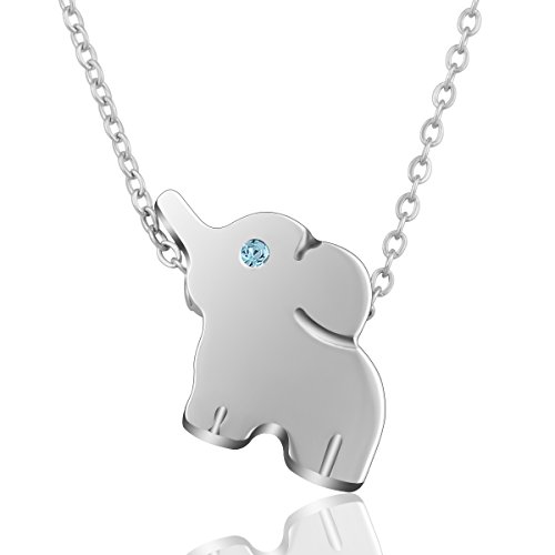 AEONSLOVE Elefante Afortunado Colgante Collar de Acero Inoxidable Lindo Animal Joyería para las Mujeres Niñas