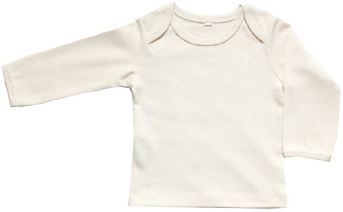 Organic Cotton Baby Long Sleeve T-Shirt GOTS Certified No Dyes (Natural, 0-3m)