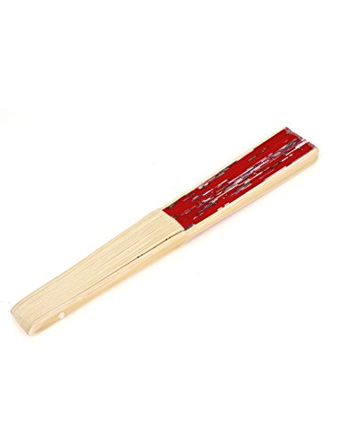 sourcingmap® Stoff Chinesischer Stil Blumenmuster Tanzend Faltreifen Statt Hand-fächer Rot - 3