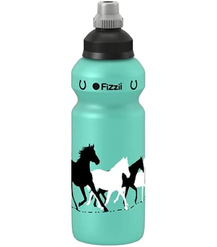 Gourde Pour Enfants Fizzii 500 Ml Motif Cheval Lilas | Étanche Aux Boissons Gazeuses | Sans BPA, Passe Au Lave-vaisselle | Fabriqué En Suisse