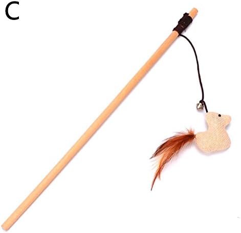 Wooden Kitten Cat Toy Mouse On A Rod Teaser Bell Feather Play Pet Fish Bird Wand (Chicken)