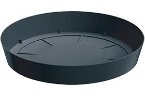 B2C Round Plastic Water Plant Pot Saucer Trays Grey White Anthracite Weather-Resistant 8 sizes 10-38cm (Anthracite, 38cm ⌀)