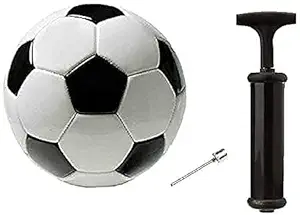 Soni Sports Combo of High Performance Soccer Game Football with air Inflating Pump and Needle pin (Multicolor) (Black-White, Size 5)