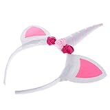 MagiDeal Einhorn Stirnband mit Ohren Kostüm Party Festival Fasching Kostüm - Rosa -