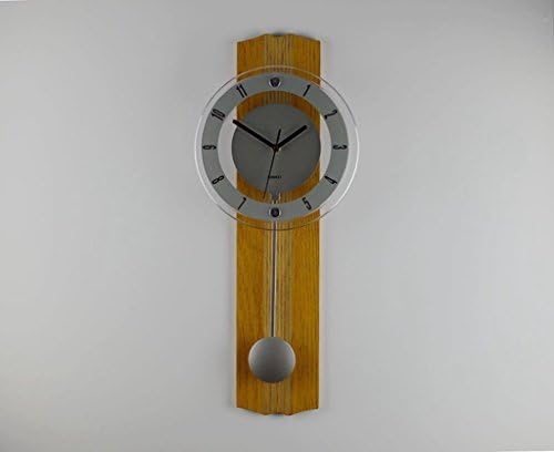 GuoEY Salon of the wall clock pendulum clock quiet in wall clock decorative wood simple (gray color)