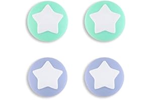 eXtremeRate PlayVital Copri Levette Analogiche per Nintendo Switch Joycon/Lite/OLED Cover Stick Analogici in Silicone Protettiva Thumb Grips Cappucci Gommini-Stella(Menta Verde&Lilla)
