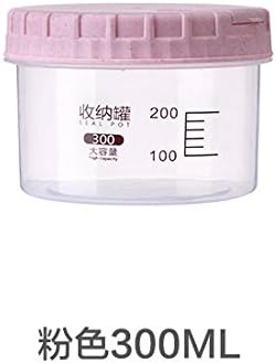 fjsajuf With scale, transparent sealing pot, kitchen noodle storage tank, plastic bulk grain storage tank snack box,Pink 300ML