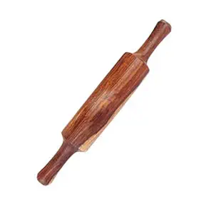 DECAGO Wooden Belan/Bellan for Kitchen Chapati/Papad Rajasthani Hand Made Durable Wooden Rolling Pin, Wooden Belan for Making Roti/Chapati Maker, Papad Maker (1 Pc, Wooden - 12 Inch)