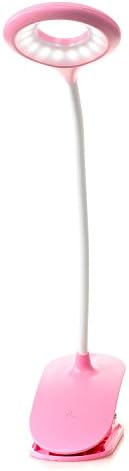 TUKA dimmable Clip Lamp Reading Lights, Continuously adjustable Brightness, Rechargable via USB Cable, Music Lights, Book Lights, Bed Lamp, Portalbe Clip On LED Reading Lamp, TKD6000-pink