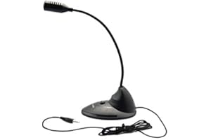 TOOLOFLIFE Microphone de bureau 3,5 mm | Microphone flexible col de cygne pour ordinateur de bureau,ordinateur portable,Skype Podcast | Plug and Play |Nécessite une connexion jack unique (micro) | Câble de 1,5m