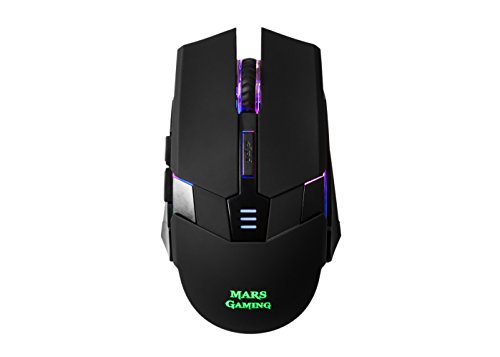 Mars Gaming MM116 - Rat  n Gaming para PC  3200 dpi  Sensor   ptico Profesional  iluminaci  n 7 Colores RGB Flow  6 Botones Gaming  ambidiestro  ergon  mico  Conector USB   Color Negro