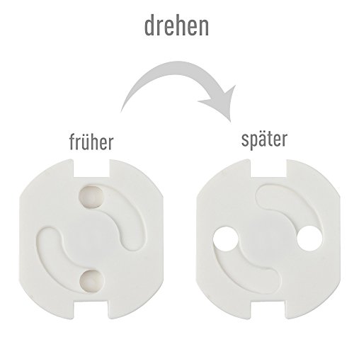 Anpro 30 Stück Steckdosenschutz für Steckdose mit Drehmechanik – steckbar Steckdosensicherung für Kleinkind Baby zum stecken selbstklebend leicht zu montieren (weiß) - 4