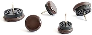 Furniture Sliders. Floor Protectors with Smooth Nylon Sliding Surface, Nail-in Gliders. Made in Germany, (Brown, 18mm Diameter, Pack of 24, See Second Image for Dimensions)