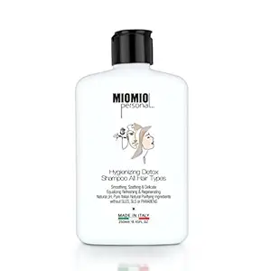 Miomio Personal Hygienizing Detox Unisex Shampoo For All Hair Type With Pure Natural Italian Purifying Ingredients Without SLES, SLS,or Parabens-250 Ml
