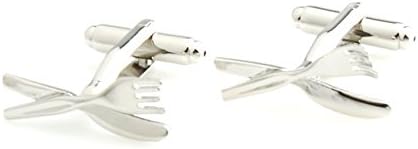 A Pair of Silver Knife and Fork Cufflinks in a FREE Luxury Star Cufflinks Presentation Box. Novelty Food Theme Jewellery