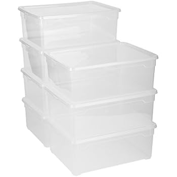 Rotho 6672600096WS 7-er Set Clear Box Man Shoe 10 l mit Deckel AppMyBox