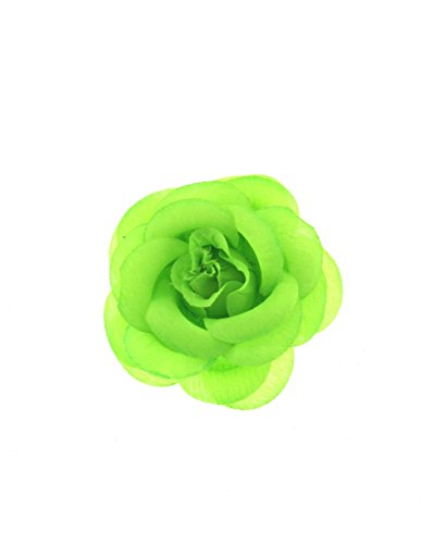 Zac's Alter Ego® Glitter Rose Flower on Concord Clip & Brooch Pin (Lime Green)