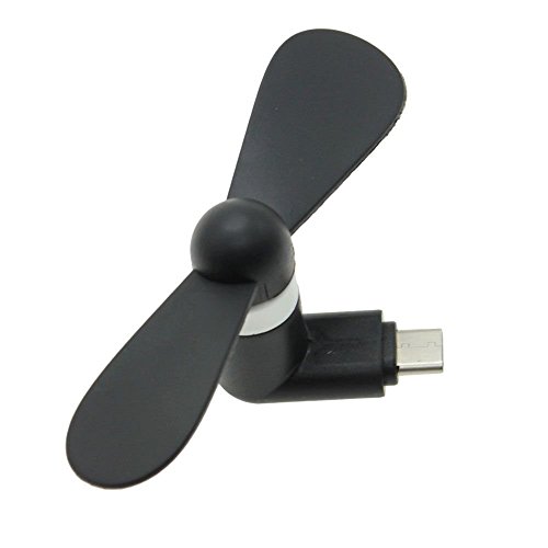 USB Telefon Mini Ventilator – Aohro Portable Micro USB Mini-Lüfter mit zwei Blättern für Samsung Galaxy S8 S7 S6 edge, LG G5 /HTC etc, Android V8 Smartphone – Schwarz - 3