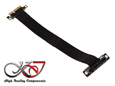 KALEA INFORMATIQUE Riser PCIe 3.0 4X. Liaison par 2 nappes Souples, blindées, et avec revêtement Isolant. Longueur Totale 23cm. Slot PCIe 4X Femelle perpendiculaire aux nappes. Angle 90°