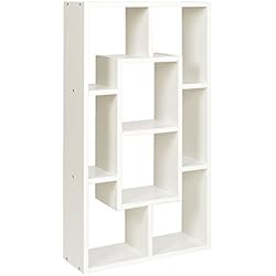 ts-ideen Étagère Armoire Meuble de Rangement 8 Compartiments Bois Blanc Table Armoire 48 x 85 cm CD DVD Livres Médias