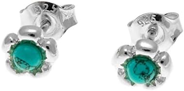 Turquoise and Sterling Silver Flower Shape Stud Earrings