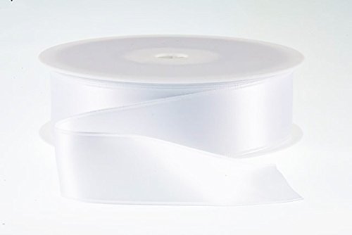 Doppelseitiges Satinband 10 mm, 25 m - in vielen Farben, Bandfarbe:weiß