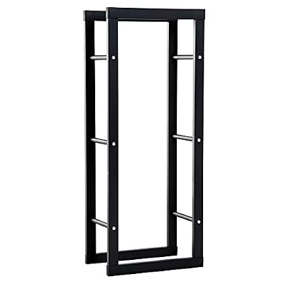 Homcom Etagère Porte Bois de cheminée Porte-bûches Design Contemporain Charge Max. 100 Kg dim. 40L x 25l x 100H cm métal Noir