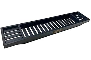 Unibos Bamboo Wood Bath Tub Rack Bathroom Shelf Tidy Tray Storage Caddy Organiser (Bath Tray Black)