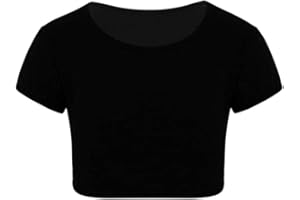 Grunge Wear® Kids Girls Neon Plain Short Sleeve Crop Tops Summer T-Shirt Tee Top Dance Wear Gymnastic Fancy Dress Age 3-13 Years