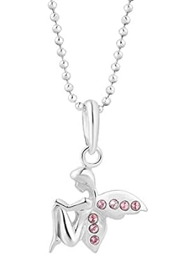 fish Mädchen Halskette Silber original Swarovski Elements Schutz-Engel-Anhänger rosa längen-verstellbar Schmucketui...