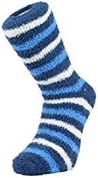 COSY TOES PAIR FLUFFY SOCKS MALE STRIPES Size 7-11 (50596) BRAND NEW AND BOXED by Cosy Toes