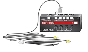 Just Plug: Lights & Hub Set w/Dimmer Controls: Warm White Stick-On LED Lights w/24 Cable (2) Woodlan