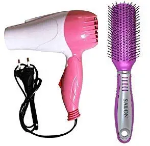 Leysin Professional Hair Dryer With Round Hair Brush For Girls And Boys For Home And Saloon Use 35 Gram Pack Of 1 (Hair Dryer with Round Hair brush M3)