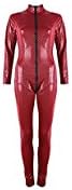 Hot Red PU Leather High Neck Snakeskin Sheathy Sexy Jumpsuits (2X-Large)