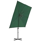 Tidyard Parasol en Porte-à-Faux avec Mât | Parasol Rectangulaire de Balcon en Acier 250 x 250 cm Vert