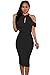 Produktbild Schwarz Cute Kalte Schulter Ausschnitt Neckholder Bodycon Midi Kleid Club Wear Größe M UK 10–12