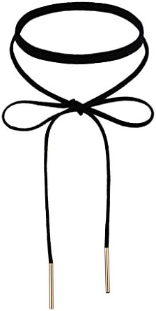 Long choker collar Necklaces Leather Velvet Multiple Layer black Bow gold tone Jewelry for Women