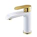Produktbild Qzny Moderne Badezimmer Waschbecken Wasserhähne Antik Messing Gold-Painted Weiß Warm und Kalt Wasserhahn Küche Badezimmer Garderobe Toilette Bar Becken Mischbatterie Waschbecken Wasserhahn