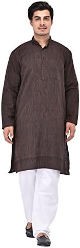 Indian Ethnic Khadi Cotton Mens Kurta Regular Designer Black Khadi Kurta SZ - XL