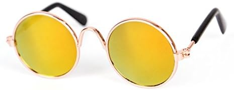 Kolylong Pet Cat Dog Fashion Sunglasses UV Sun Glasses Eye Protection Wear Photography Props (Yellow)